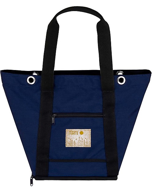 navy and tan changing bag